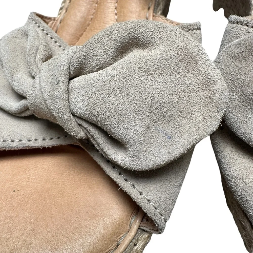 Born Women’s 7 Beige Bow Espadrille Leather Open Toe Wedge Sandal